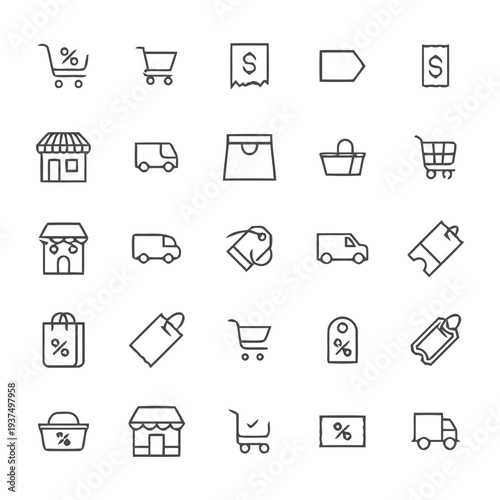 Shopping and retail icons for online store and e-commerce website symbols