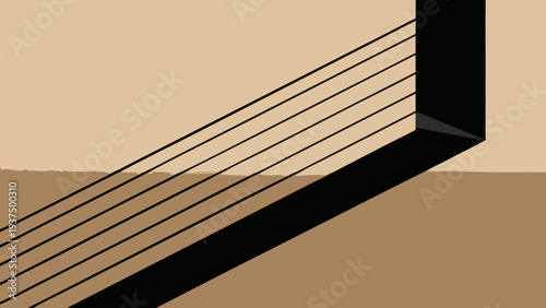 Modern abstract wall art using simple lines and soft shadows in black and beige tones. Elegant minimalist poster ideal for contemporary interiors and stylish home decor.