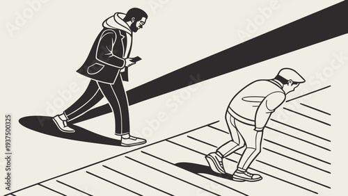 Modern abstract wall art using simple lines and soft shadows in black and beige tones. Elegant minimalist poster ideal for contemporary interiors and stylish home decor.