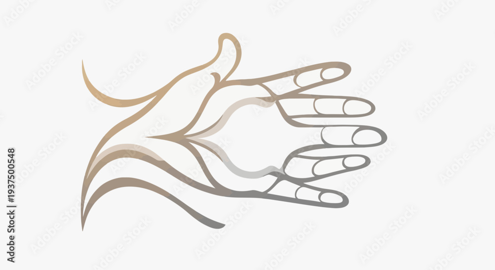 Obraz premium Abstract hand gesture illustration in elegant brown and gray tones on white