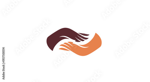 Abstract illustration of two hands joining as a symbol of unity and help