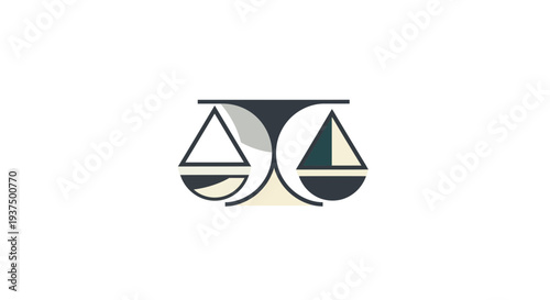 Abstract illustration of balanced scales icon on a white background design