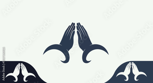 Abstract illustration of praying hands symbol on a white background