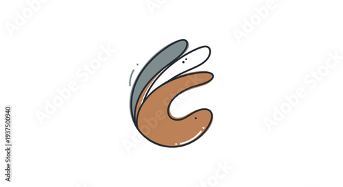 Abstract illustration of three flowing shapes with earth tone colors on white