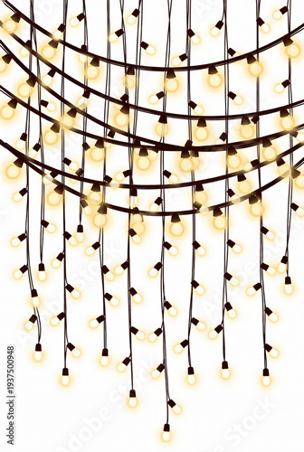 Hanging string lights illustration on a white background.