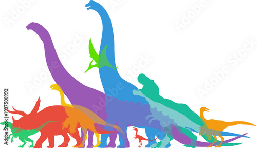 Color vector illustration with dinosaurs