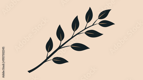 Delicate botanical branch silhouette on soft cream background. Calm minimalist nature wall art perfect for Scandinavian interiors and modern home decor.