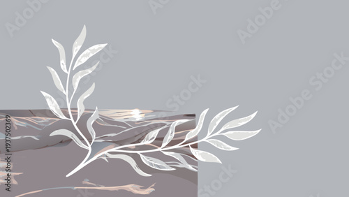 Delicate botanical branch silhouette on soft cream background. Calm minimalist nature wall art perfect for Scandinavian interiors and modern home decor.