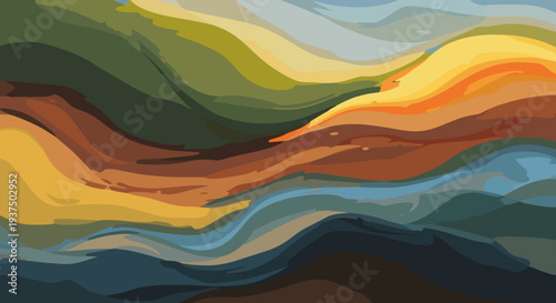 Abstract Wavy Lines with Vibrant Colored Layers.