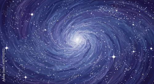 Spiral Galaxy with Stars and Cosmic Dust.