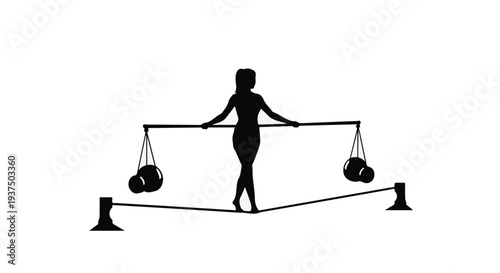 woman balancing scales with weights silhouette