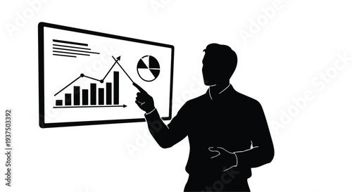 Businessman presenting data on screen graph