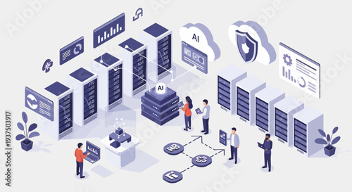 Data Center Servers and IT Professionals Working 3.