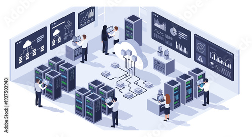 Data Center Servers and IT Professionals Working 6.