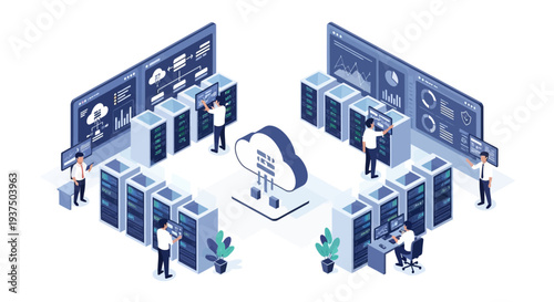 Data Center Servers and IT Professionals Working 9.