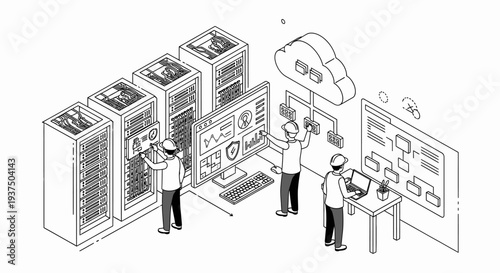 IT Professionals Working on Computer Servers 1.