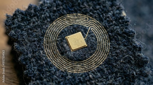 Golden Smart Chip Embedded in Textured Fabric Fibers