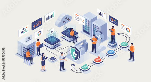 Team Collaborating on Technology Project Together.