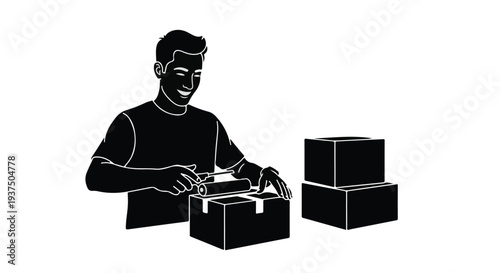 man packing boxes moving house