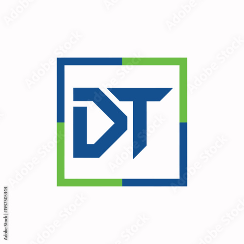 DT letter logo design in a square frame, initial letters DT logo template, modern monogram concept, technology business brand identity