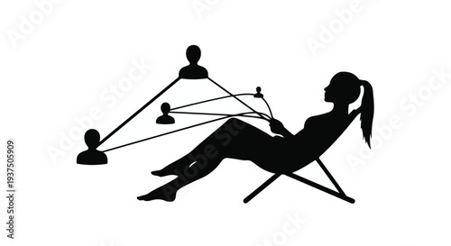woman relaxing with social media connections