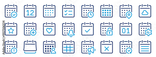 Calendar icons with different symbols and dates