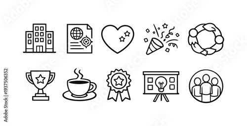 Business and success icon set for corporate and award concepts