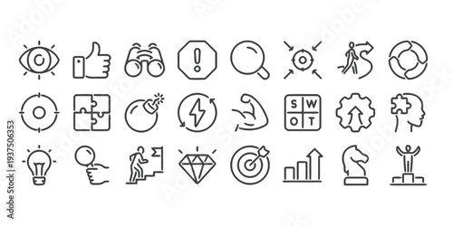 Business and success icons for strategy and motivation concepts