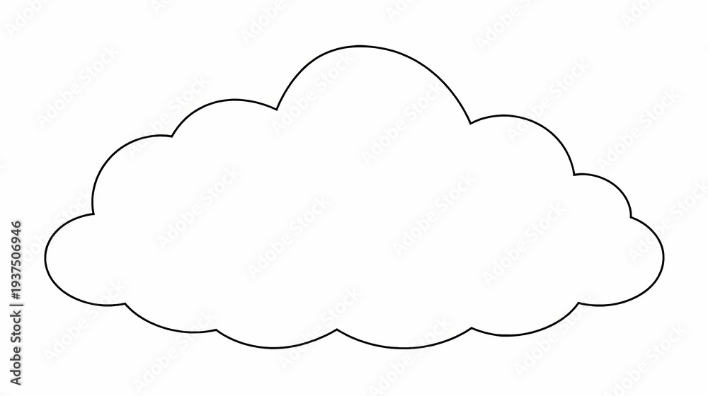 Obraz premium Simple Outline Cloud Graphic Element for Design Projects.