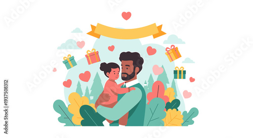 Thanks fathers day Loving Dad and Child Celebration