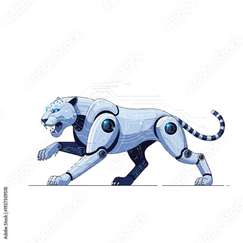 Futuristic Robotic Panther Illustration Artwork.