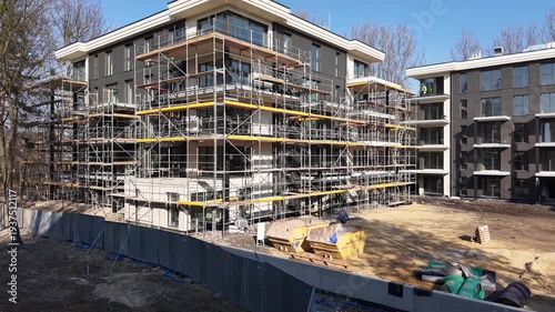 scaffolding on the estate drone shot