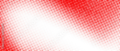 Red color halftone grain texture. Faded dotted gradient pattern background. Grunge pixelated cartoon overlay backdrop. Raster comic pop art gradation wallpaper. Anime or manga wavy noise cover. Vector