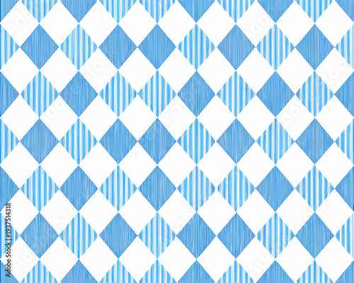Blue and white geometric pattern featuring repeating diamond shapes