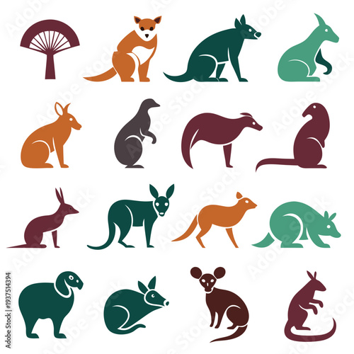 Australian Animals Variety in Flat Design Vector Collection