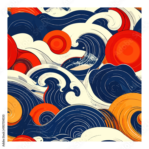 Vibrant Abstract Waves in Blue and Orange.