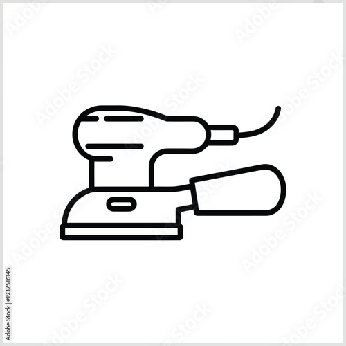 Linear drawing of a handheld power sander with a cord