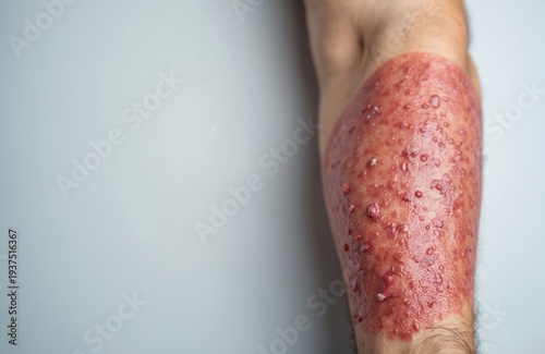 Wallpaper Mural Arm shows severe skin inflammation with red irritated bumps and peeling skin. Condition may be allergy chemical burn or infection. Medical close up. Torontodigital.ca