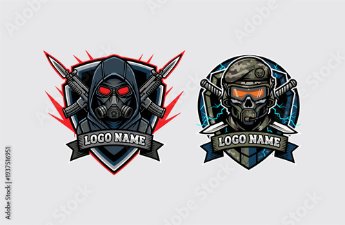 Set of Two Fierce Special Forces and Soldier Esport Mascot Logos