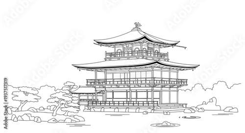 Japanese Pagoda Architecture Sketch
