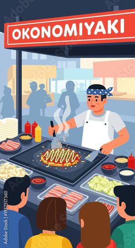 Okonomiyaki street food stall