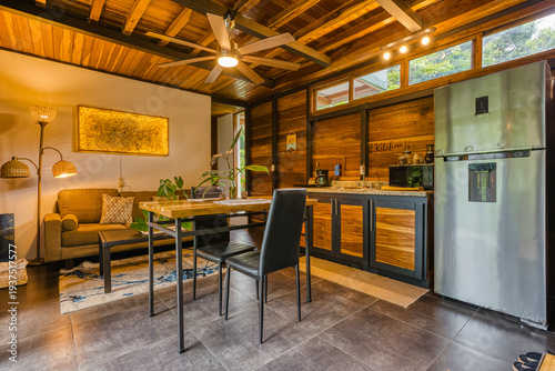 Modern loft kitchen and living room interior design