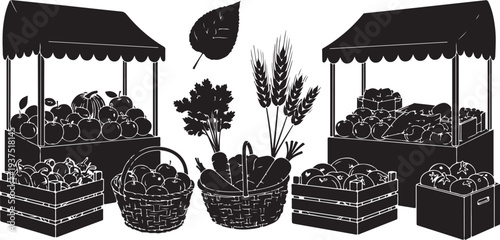 Fresh produce market stand with fruits and vegetables displayed