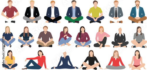 Title 1: Casual Sitting People Vector Icons Relaxing, Leisure, and Everyday Moments