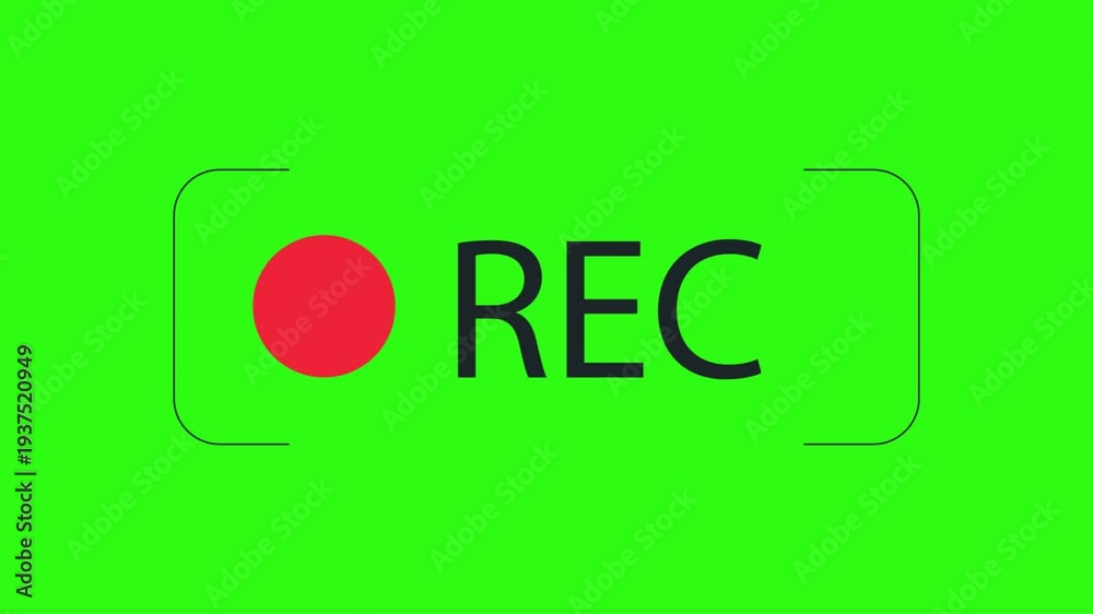 Video camera rec screen animation on a green screen background in 4k ...