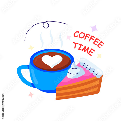 A coffee with snack in flat design