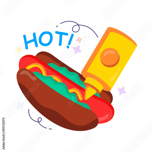 Modern design illustration of hotdog burger