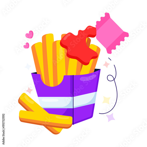 Vector design of fries packet