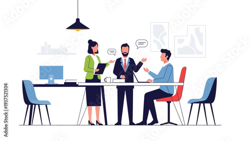 Business Professionals Discussing at Office Meeting.