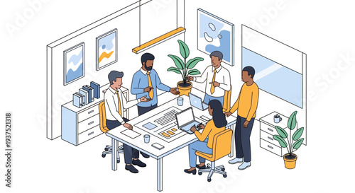 Team Collaboration in Modern Office Setting.